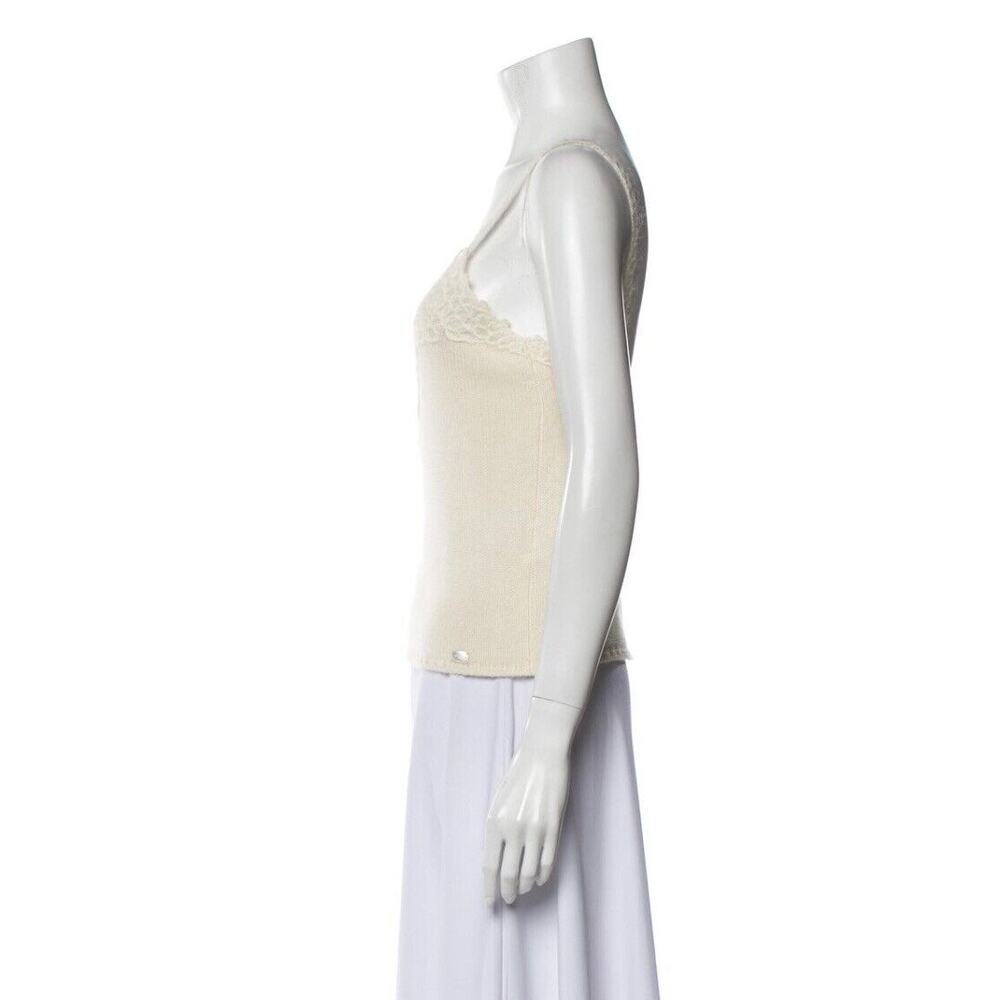 2006 Chanel Knit Cashmere Lace Cream Tank Top - Picture 2 of 15